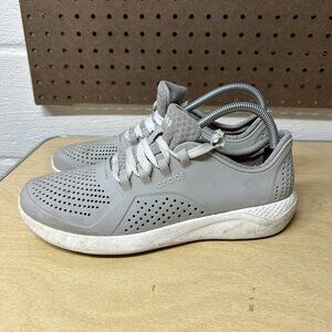 Crocs Lite Ride Pacer Women's Size 10 Grey White Lace Up Low Top 205234